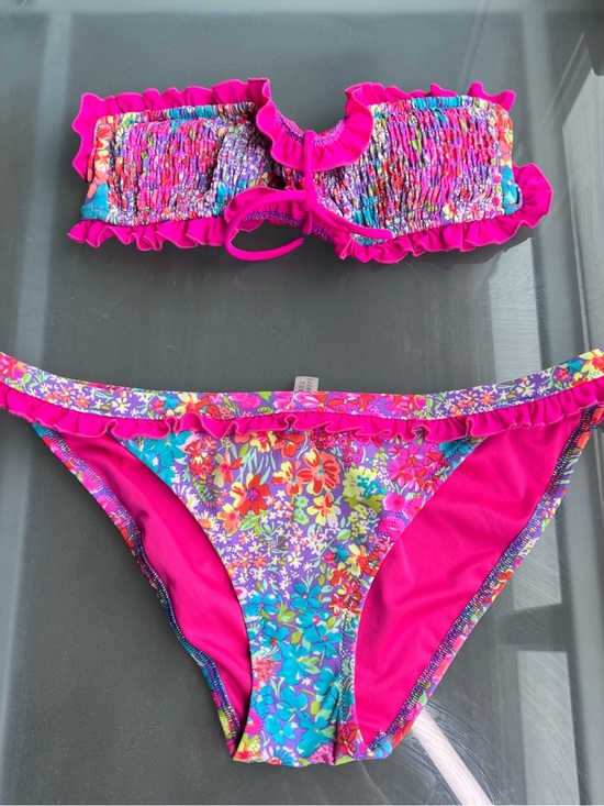 Victoria's Secret Other - Victoria's Secret Hot Pink Floral Trim Bikini Bottoms